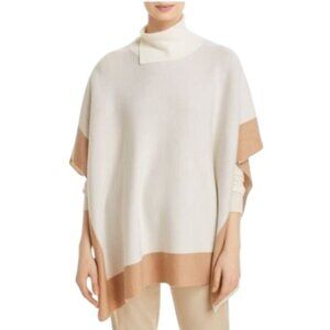 BOSS Poncho Women OS Ivory Knit Lisandra Wool Turtleneck Cape Sweater Outdoor